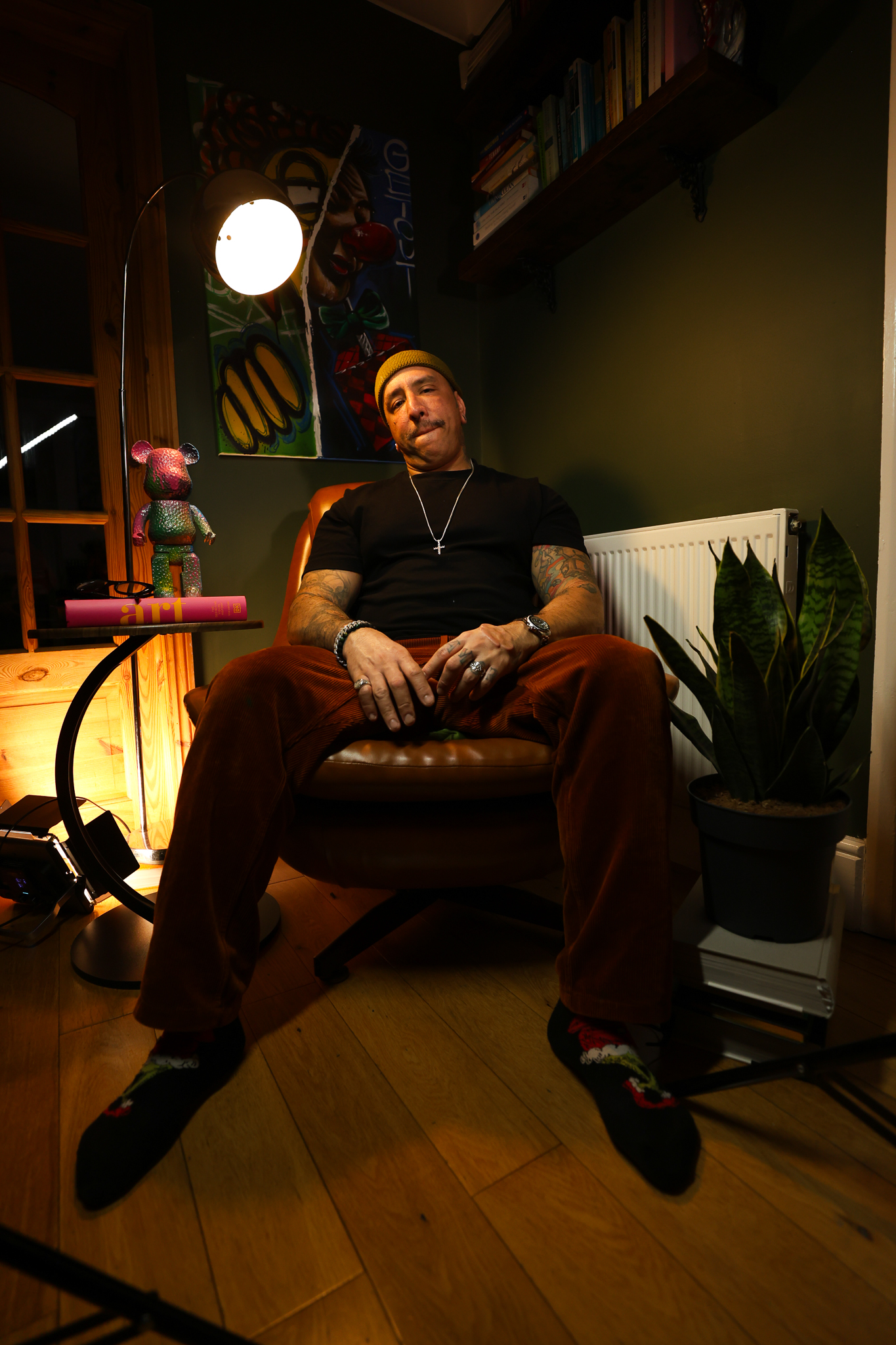 André Fila in a wide view of his studio