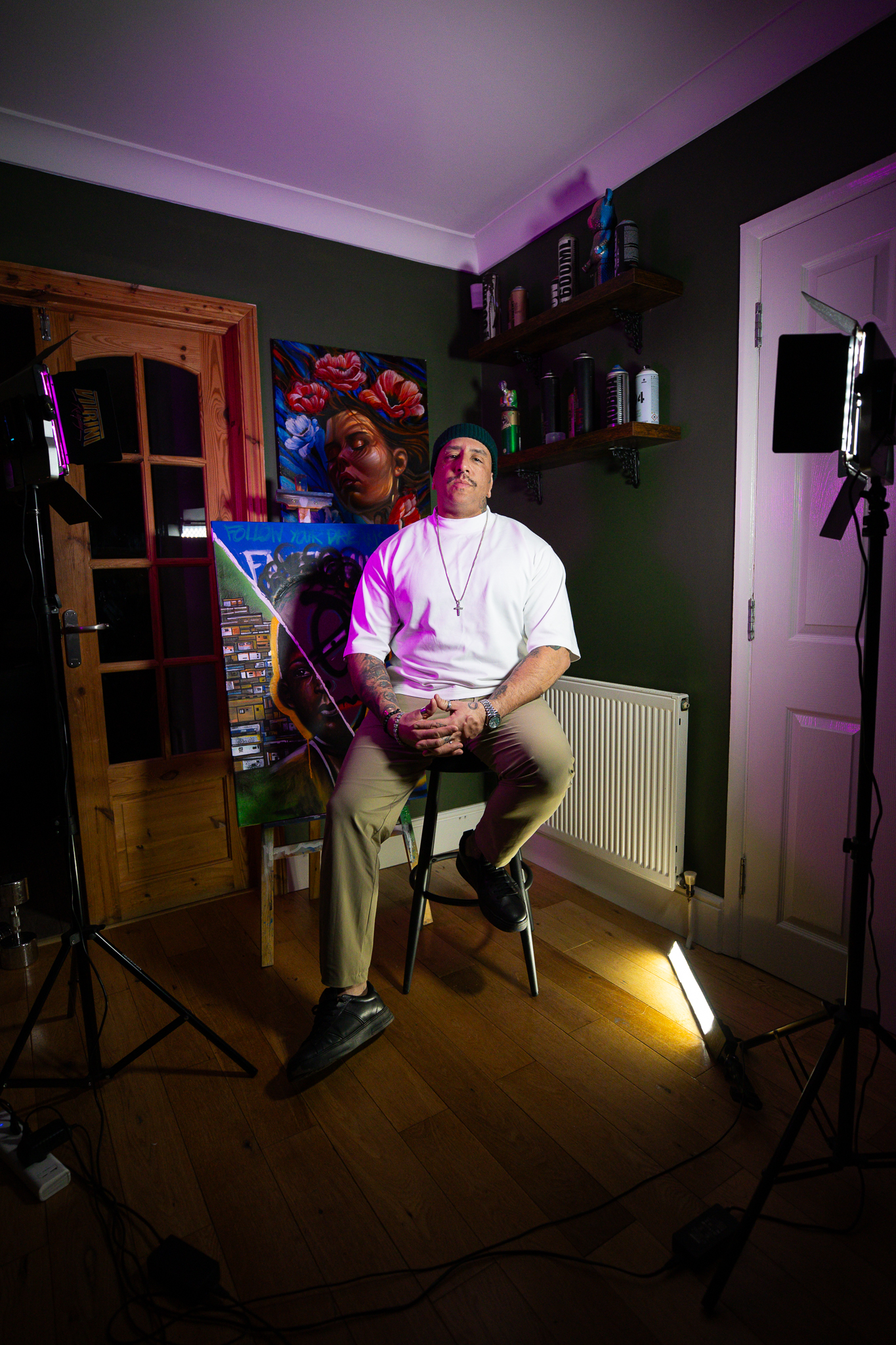 André Fila in a colour-lit studio portrait